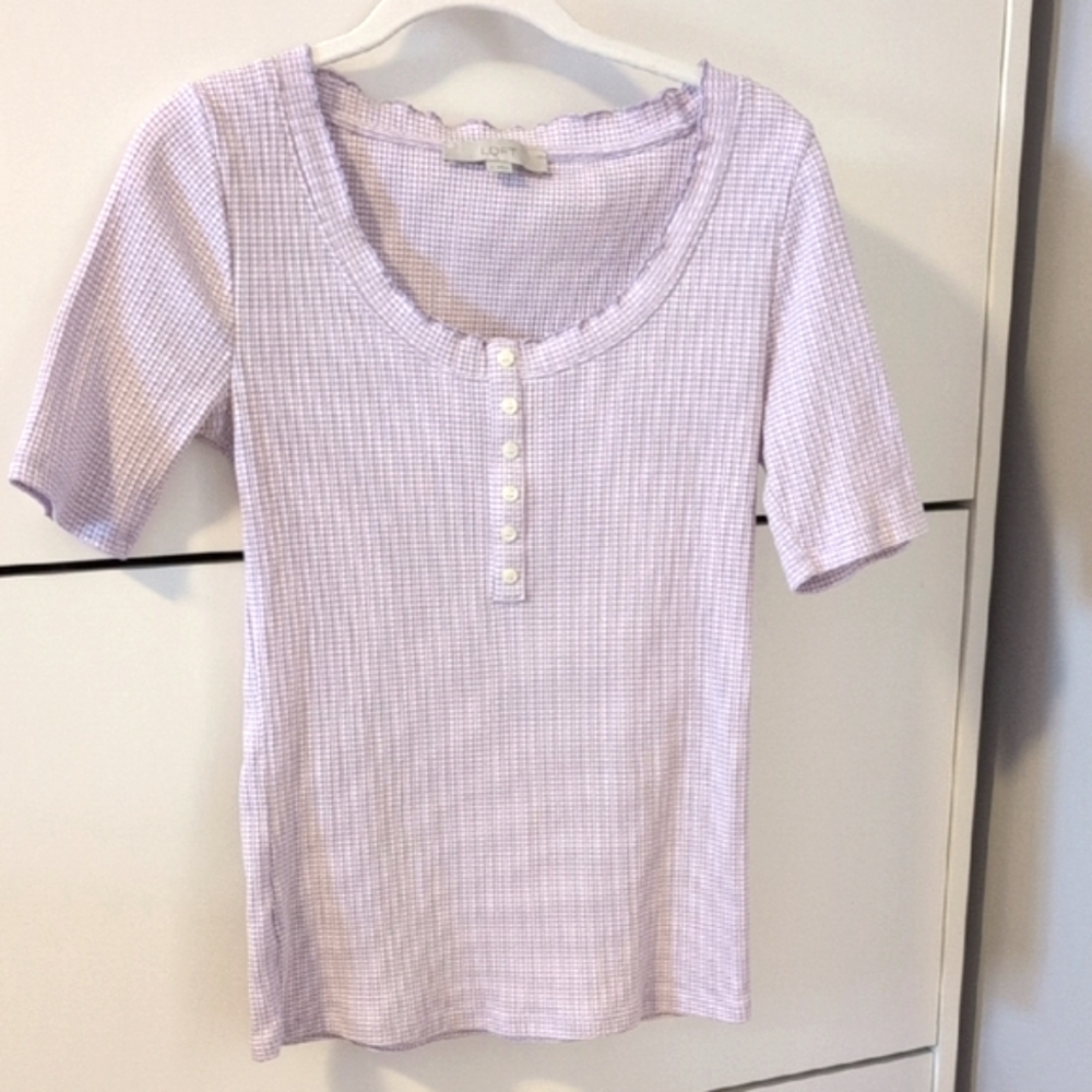 LOFT Purple Henley Top Medium